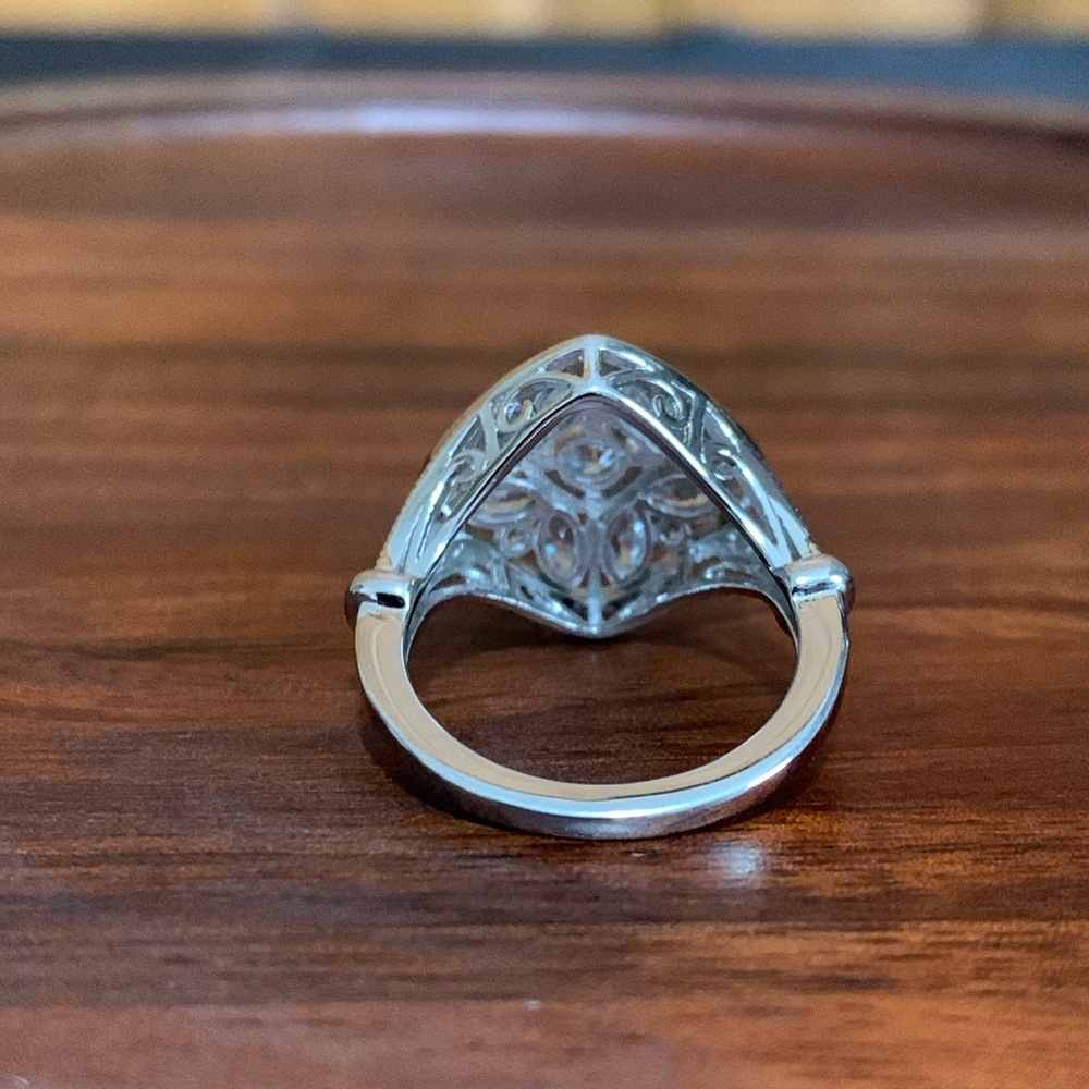Sterling Silver Blooming Flower Round Cut CZ Ring - Picture 3 of 6